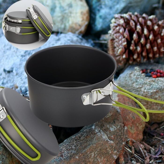 Gutsdoor Camping Cookware Set Camping Gear Campfire Utensils Non-Stick Cooking Equipment Lightweight Stackable Pot Pan Bowls with Storage Bag for Outdoor Hiking - Image 7