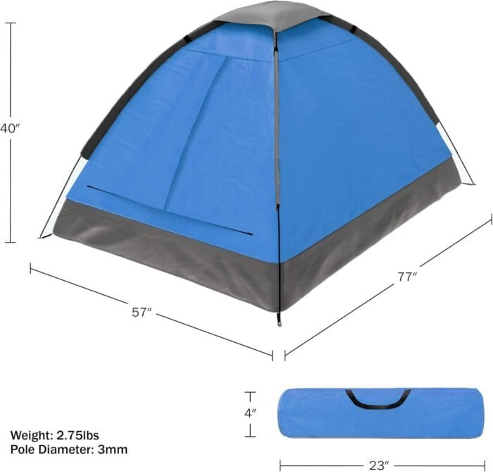 2 Person Camping Tent with Rain Fly and Carrying Bag - Lightweight Outdoor Tent for Backpacking, Hiking, or Beach Use by Wakeman Outdoors - Image 2