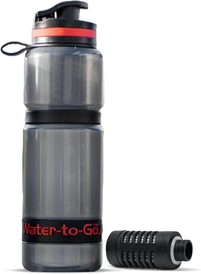 (25oz/75cl Filtered Water Bottle with 3-in-1 Purifier Filter, BPA-free Water Purifier Bottle for Travel, Hiking, Camping, Survival & Emergencies