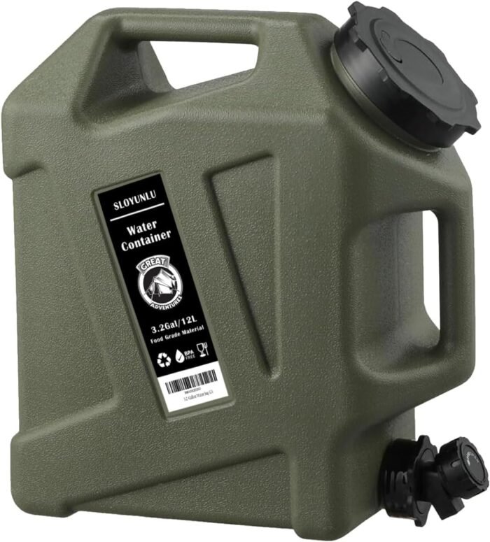 3.2 Gallon Water Storage Containers BPA Free for Camping, Large Capacity Water Tank with Spigot, Portable Emergency Water Storage for Outdoor Camping & Survival Kit