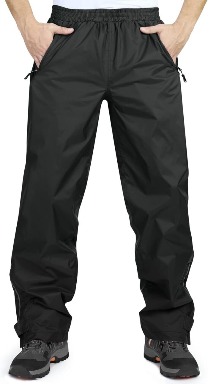 33,000ft Men's Rain Pants, Waterproof Rain Over Pants, Windproof Outdoor Pants for Hiking, Fishing