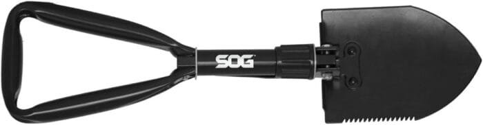 SOG Entrenching Tool- 18.25 Inch Folding Survival Shovel with Wood Saw Edge and Tactical Shovel Carry Case- Black (F08-N) - Image 2