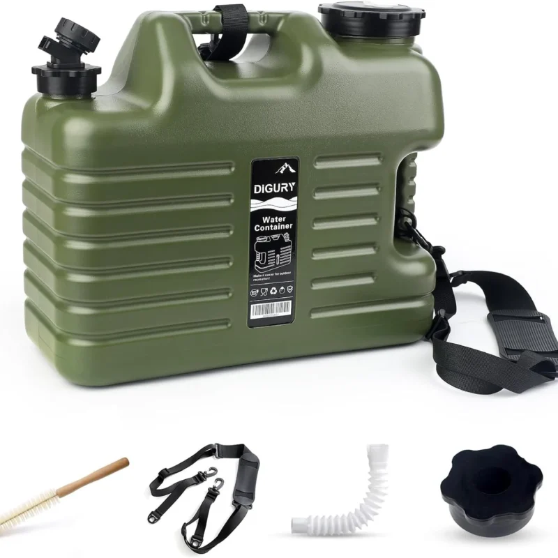 5 Gallon Water Jug, Camping Water Container BPA Free Water Storage with Spigot No Leakage Portable Emergency Water Tank for Outdoor Hiking Camping Picnic Supplies Green