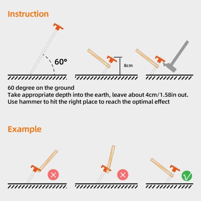 12PCS Tent Stakes Heavy Duty Camping Stakes,AVOFOREST 7 Inch Non-Rust Metal Tent Pegs Ground Stakes Tent Spikes Camping,Garden,Hiking Orange (Orange 12pcs) - Image 4