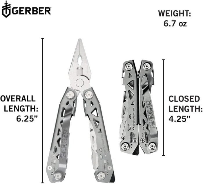 Gerber Multitool Suspension-NXT 15-in-1 EDC Pocket Knife Set with Wire Stripper, Needle Nose Pliers, and Pocket Clip, Gifts for Men, Stainless Steel - Image 2