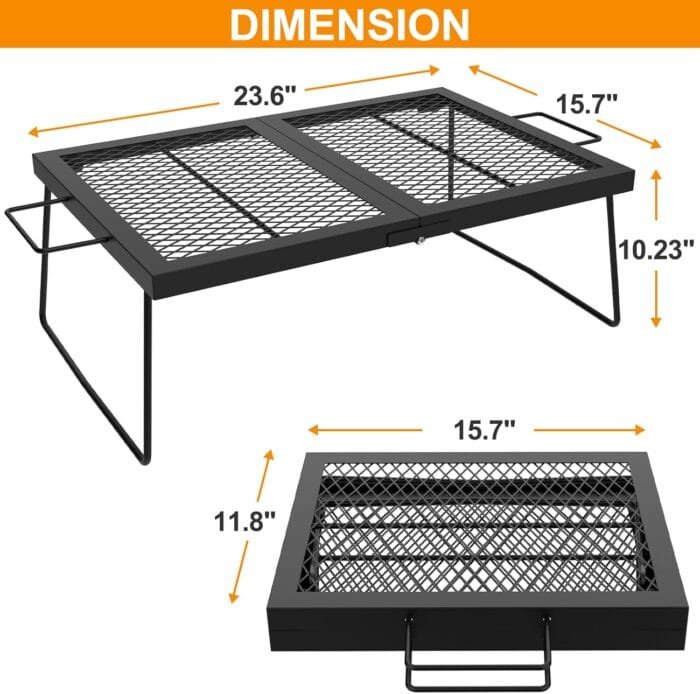 Folding campfire Grill Cooking Racks Campfire Grate Over Fire Pit, Fireplace Cooking Grate Fire grill Grate for Camping, Grill Grate Over the Fire Cooking Equipment Camping Accessories for Outside - Image 2