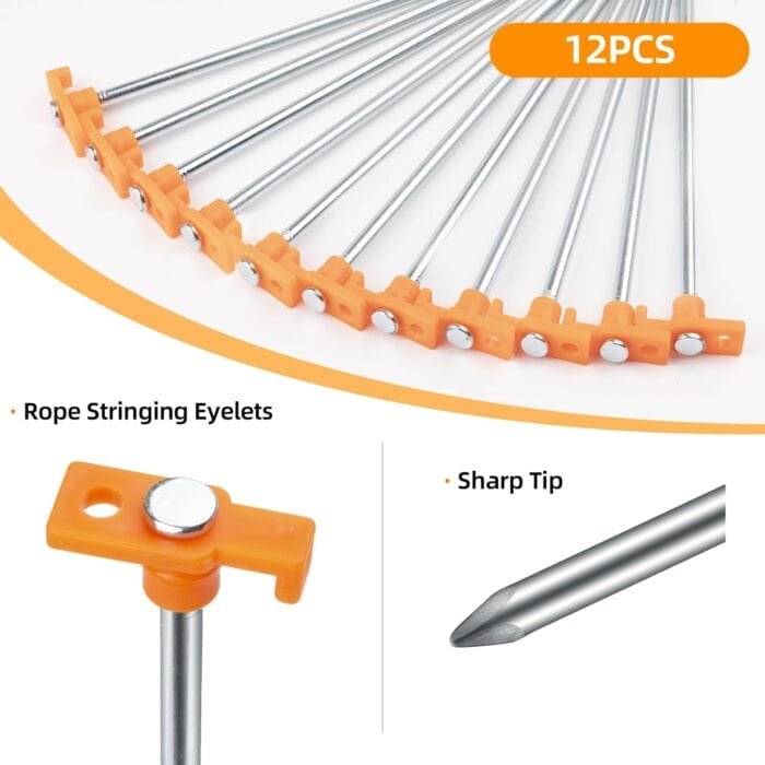 12PCS Tent Stakes Heavy Duty Camping Stakes,AVOFOREST 7 Inch Non-Rust Metal Tent Pegs Ground Stakes Tent Spikes Camping,Garden,Hiking Orange (Orange 12pcs) - Image 3