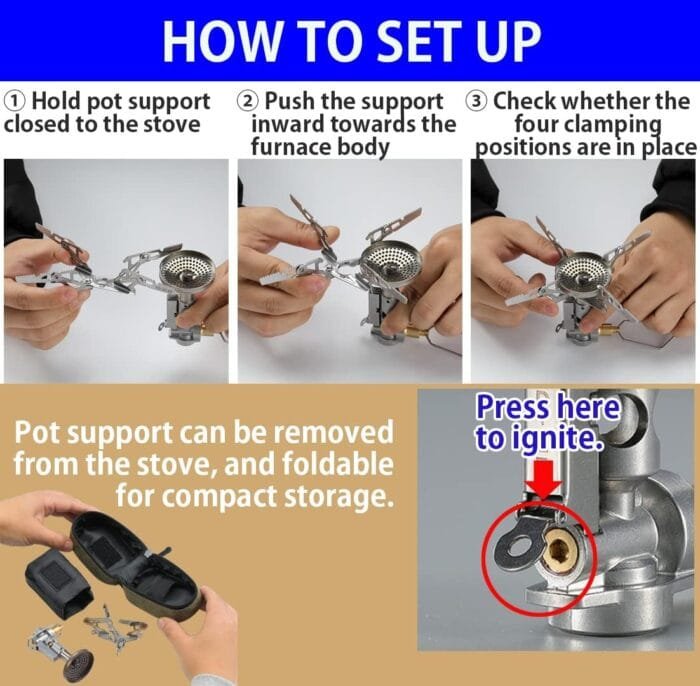 CAMPINGMOON Compact Foldable Stove w/Micro Regulator w/4Flex w/igniter XD-2F - Image 5