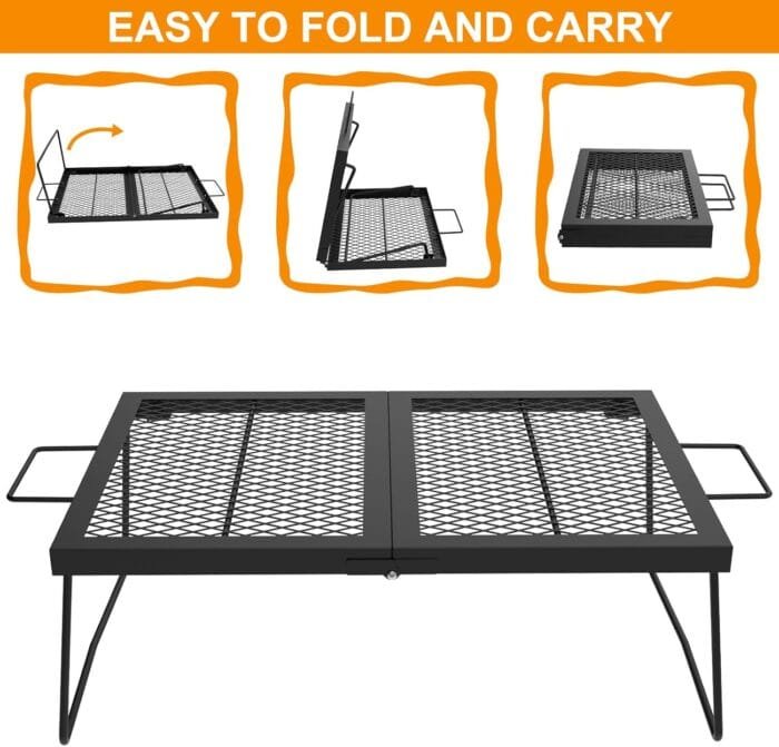 Folding campfire Grill Cooking Racks Campfire Grate Over Fire Pit, Fireplace Cooking Grate Fire grill Grate for Camping, Grill Grate Over the Fire Cooking Equipment Camping Accessories for Outside - Image 4