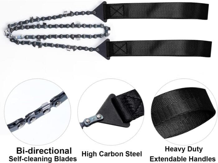 Pocket Chain Rope Saw Portable Hand Saw With Sharp Teeth Blades for Wood Cutting Outdoor Hiking Camping Survival Gear Garden Work With Carrying Pouch - Image 3