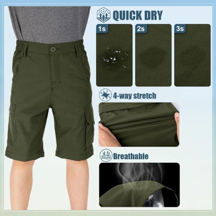 Kids' Cargo Pants, Boy's Casual Outdoor Quick Dry Waterproof Hiking Climbing Convertible Trousers - Image 5