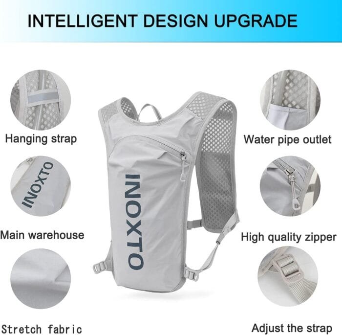 INOXTO Running Hydration Vest Backpack,Lightweight Insulated Pack with 1.5L Water Bladder Bag Daypack for Hiking Trail Running Cycling Race Marathon for Women Men - Image 2