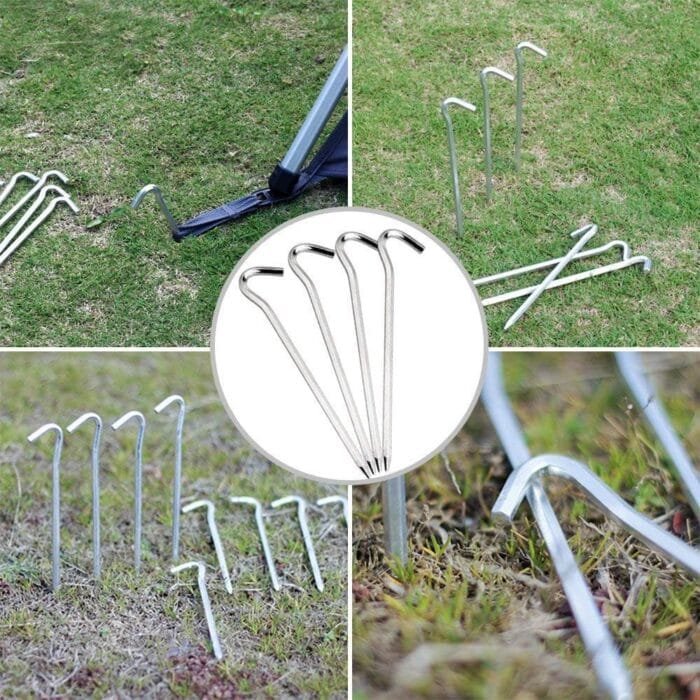 Tent Pegs - Aluminium Tent Stakes Pegs with Hook - 7’’ Hexagon Rod Stakes Nail Spike Garden Stakes Camping Pegs for Pitching Camping Tent, Canopies - Image 2