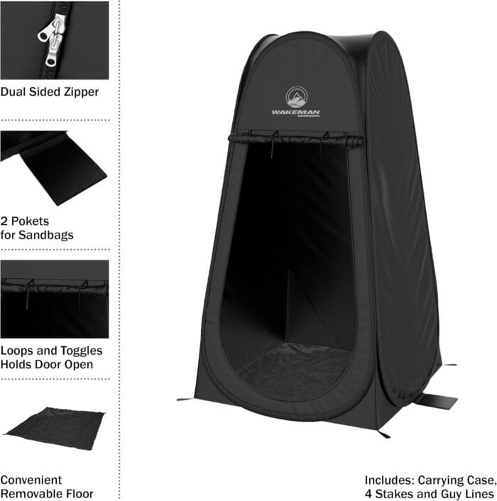 Pop Up Pod - Privacy Shower Tent, Dressing Room, or Portable Toilet Stall with Carry Bag for Camping, Beach, or Tailgate by Wakeman Outdoors - Image 3