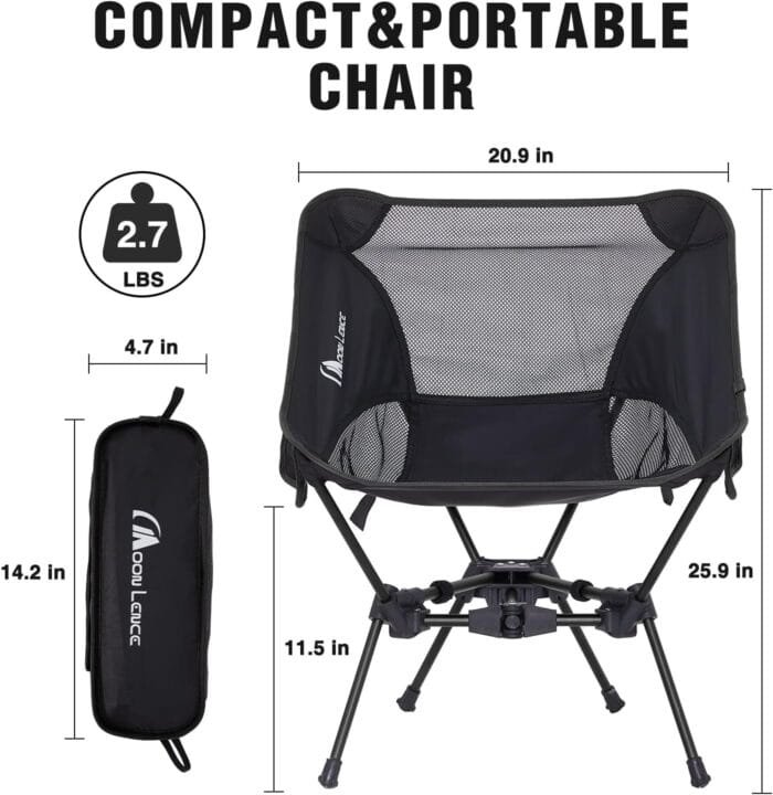 MOON LENCE Portable Camping Chair Backpacking Chair - The 4th Generation Ultralight Folding Chair - Compact, Lightweight Foldable Chairs for Hiking Mountaineering Beach - Image 3