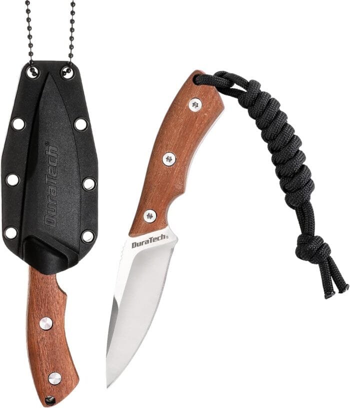 DURATECH Compact Fixed Blade Knife, 6-inch Neck Knife, 3-inch Blade, Full Tang, Wood Handle with Molded Sheath, Necklace and Paracord included, for EDC, Outdoor, Camping, Hiking - Image 8