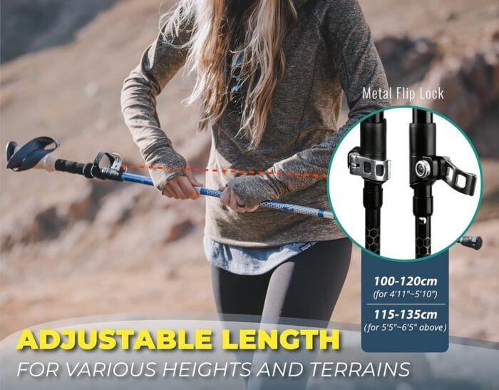 Trekology Trek-Z Collapsible Hiking & Trekking Poles - Balance Support for Seniors, Women, and Men, 2pc Per Set - Image 3