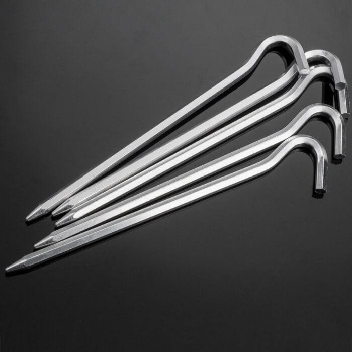 Tent Pegs - Aluminium Tent Stakes Pegs with Hook - 7’’ Hexagon Rod Stakes Nail Spike Garden Stakes Camping Pegs for Pitching Camping Tent, Canopies - Image 7