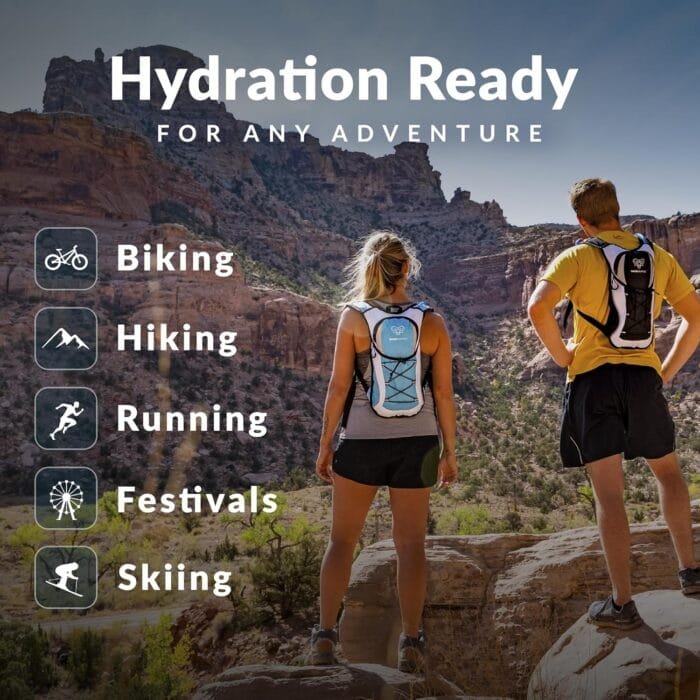 Water Buffalo Hydration Backpack - Lightweight Hydration Pack with 2L Water Bladder - Water Backpack for Hiking, Running, Biking, and Raves - Road Runner 12L Hydropack Backpack - Image 5