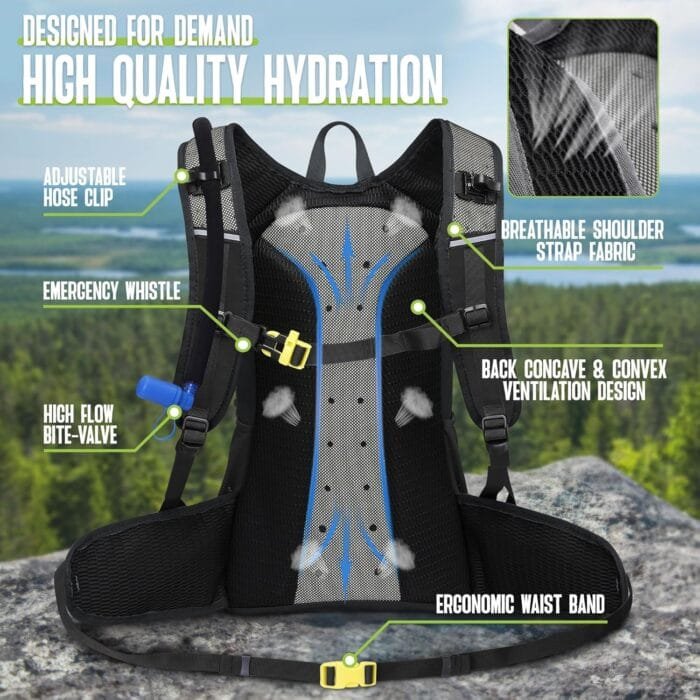 N NEVO RHINO Hydration Backpack, Hydration Pack Hydropack, Water Backpack Insulated Hiking Backpack with 3L Water Bladder for Hiking - Image 3