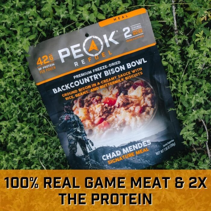 Peak Refuel Backcountry Bison Bowl | Chad Mendes Signature Meal | Premium Freeze-Dried Variety Meals | Hunting, Survival, Camping, Backpacking Food | High-Protein Game Meats | MRE | Made in USA - Image 4