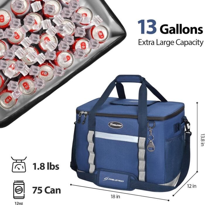 Maelstrom Soft Cooler Bag,Collapsible Soft Sided Cooler,24/30/60/75 Cans Beach Cooler,Ice Chest,Large Leakproof Camping Cooler,Portable Travel Cooler for Grocery Shopping,Camping,Road Trips - Image 5