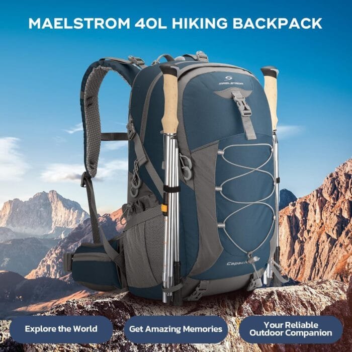 Maelstrom Hiking Backpack,Camping Backpack,40L Waterproof Hiking Daypack with Rain Cover,Lightweight Travel Backpack,Blue - Image 7