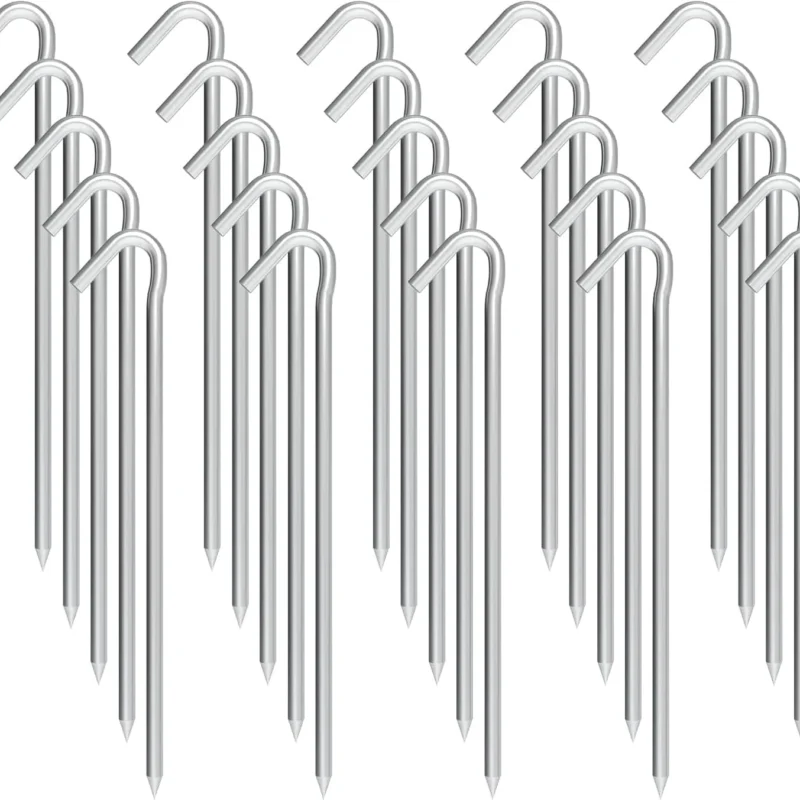 9 Inch Galvanized Tent Stakes Metal Tent Pegs, Heavy Duty Steel Yard Camping Stakes Tarp Hooks Inflatables Outdoor Decorations, 25 Pack