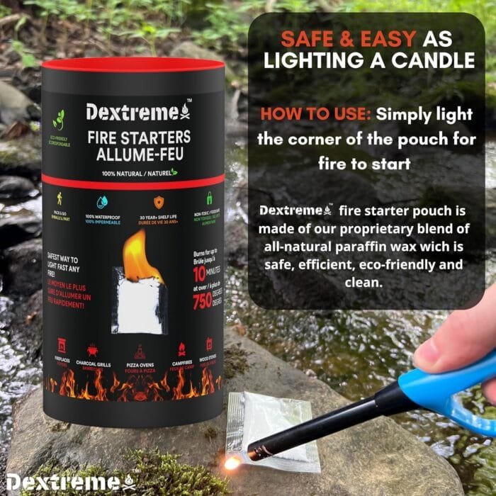 Dextreme Quick Instant Fire Starter - Waterproof All-Purpose Indoor & Outdoor Firestarter, for Charcoal Starter, Campfire, Fireplace, BBQ, Survival and Wood Stove (100 Pcs Tube) - Image 4