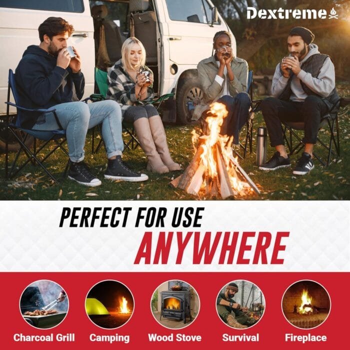 Dextreme Quick Instant Fire Starter - Waterproof All-Purpose Indoor & Outdoor Firestarter, for Charcoal Starter, Campfire, Fireplace, BBQ, Survival and Wood Stove (100 Pcs Tube) - Image 5