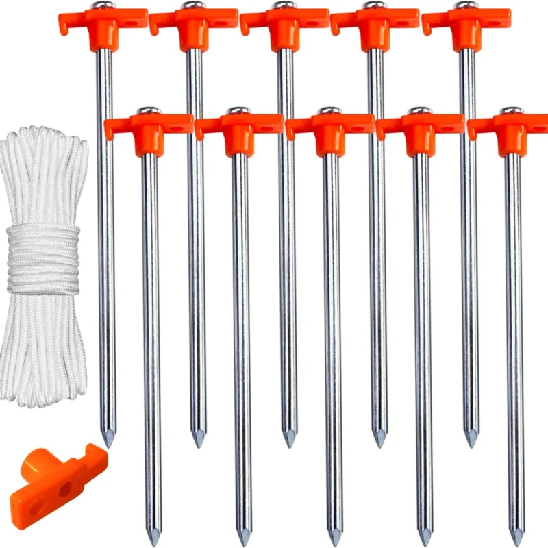 ABCCANOPY Tent Stakes Camping Tent Stakes, 10pc-Pack (Orange)
