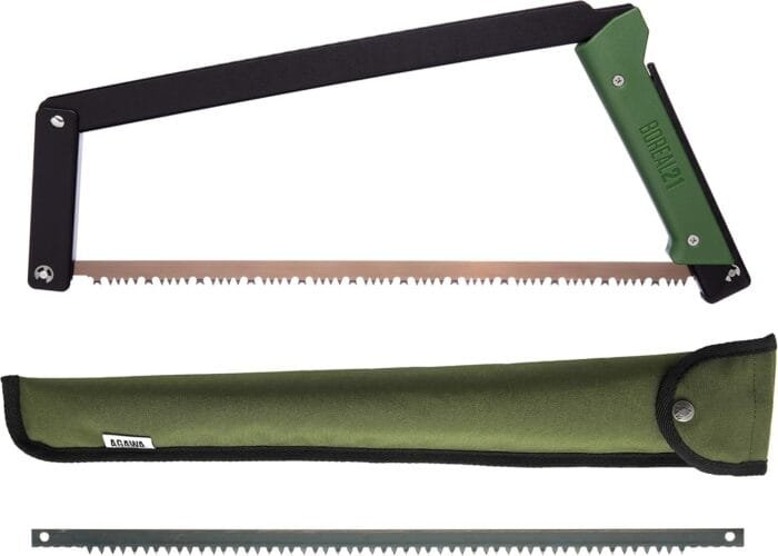 AGAWA - BOREAL21 TRIPPER KIT - 21 inch folding bow saw, rugged cordura sheath, additional aggressive blade (Black Frame - Green Handle)