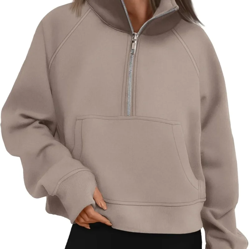 AUTOMET Womens Sweatshirts Half Zip Cropped Pullover Fleece Quarter Zipper Hoodies 2024 Fall Fashion Outfits Clothes
