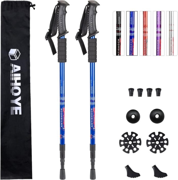 Aihoye Hiking Trekking Poles, 2 Pack Collapsible,Lightweight, Anti Shock, Hiking or Walking Sticks,Adjustable Hiking Pole for Men and Women