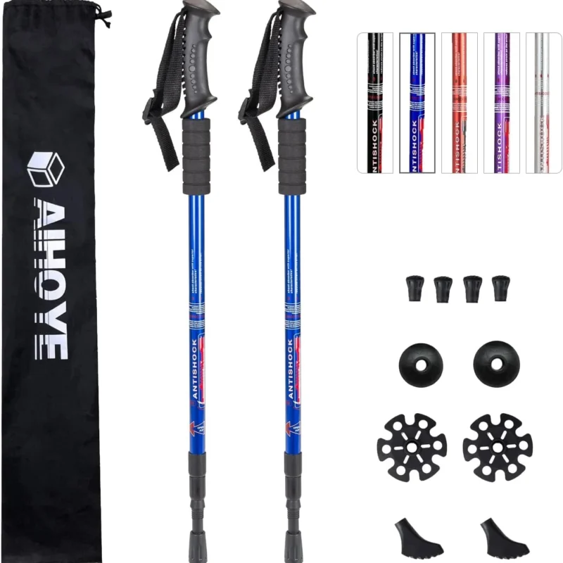 Aihoye Hiking Trekking Poles, 2 Pack Collapsible,Lightweight, Anti Shock, Hiking or Walking Sticks,Adjustable Hiking Pole for Men and Women