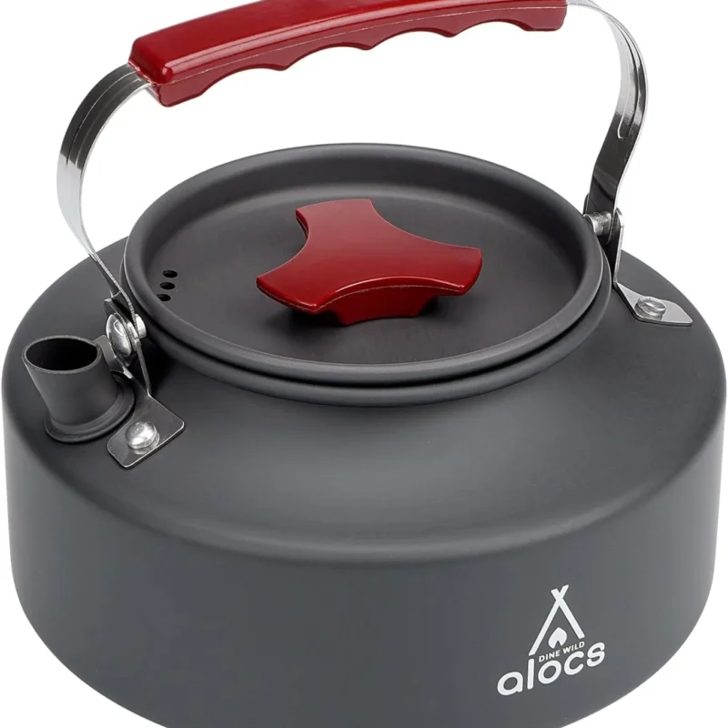 Alocs 1L Kettle Teapot, Portable Camping Coffee Pot, Hard-Anodized Aluminum Camping Kettle, Compact Tea Kettle for Stove Top, Outdoor, Hiking, Camping, Picnic and Traveling.