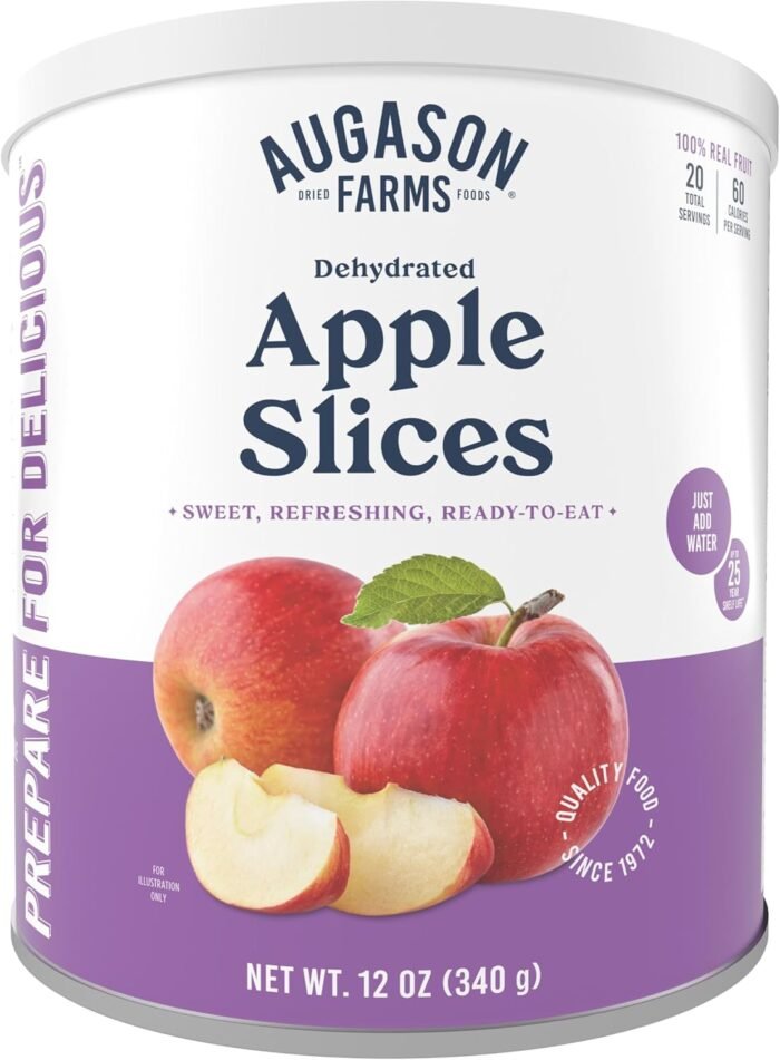 Augason Farms Dehydrated Apple Slices Can, Certified Gluten Free, Emergency Food Supply, Everyday Meals, 20 Servings