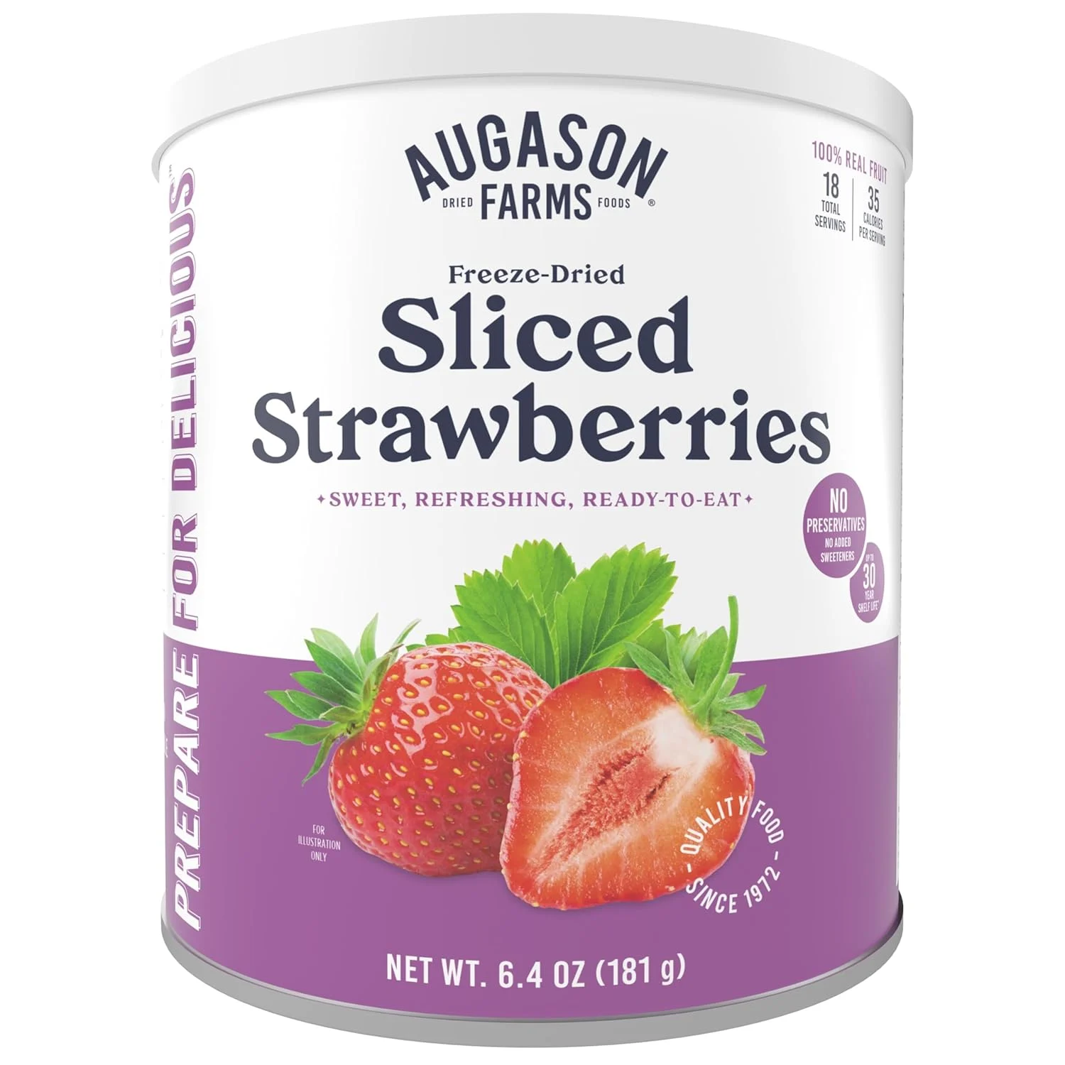 Augason Farms Freeze Dried Sliced Strawberries 6.4 oz