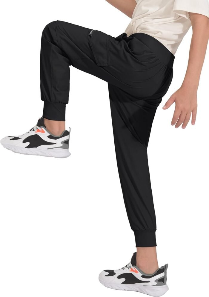 BALEAF Boy's Hiking Pants Quick Dry Youth Cargo Joggers Lightweight Elastic Waist Pants Casual Athletic Running Outdoor