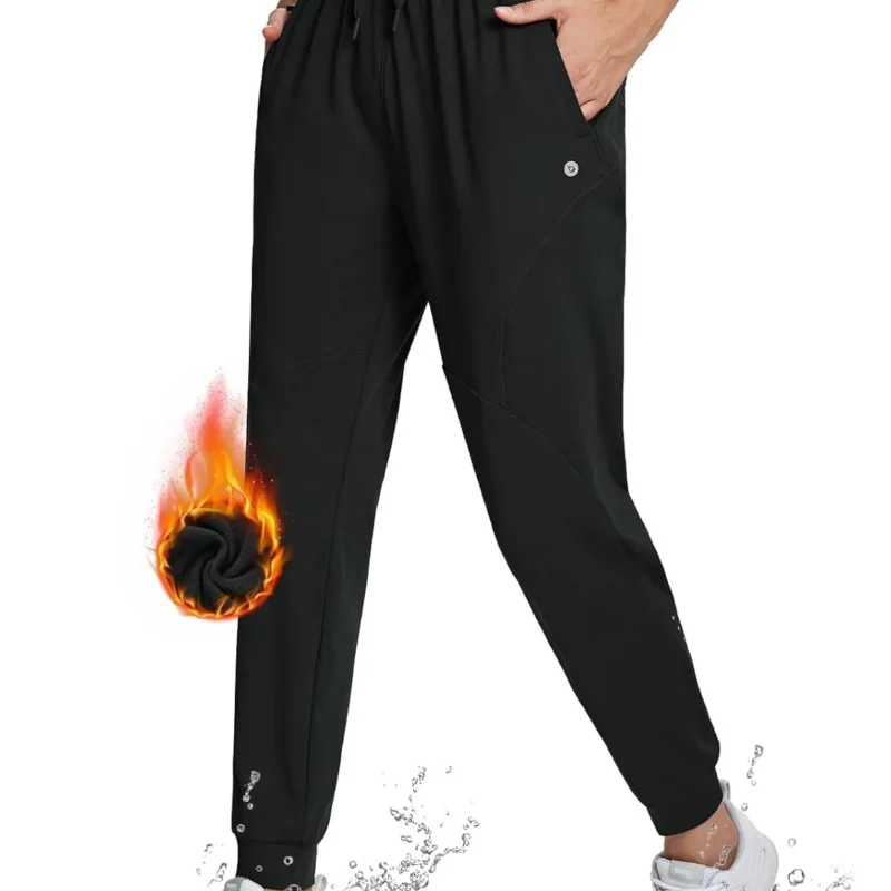 BALEAF Women's Fleece Lined Pants Joggers Water-Resistant Zipper Pocket Thermal Sweatpants Winter Running Hiking Jogging
