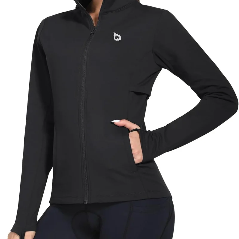 BALEAF Women's Fleece Running Jacket Water Resistant Full Zip Winter Cold Weather Gear Thermal Cycling Workout Jackets