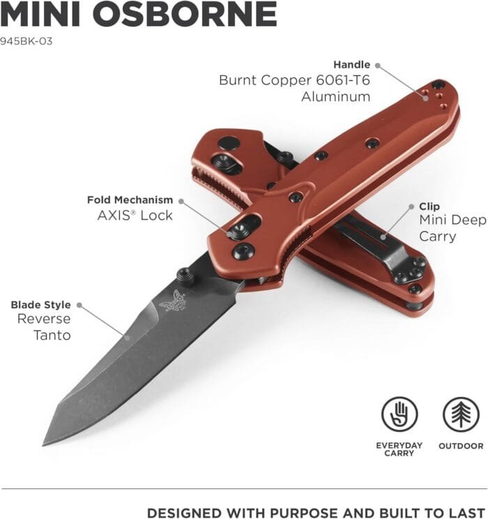 Benchmade - Mini Osborne Folding Knife with Burnt Copper Aluminum Handle (945BK-03) - Image 2