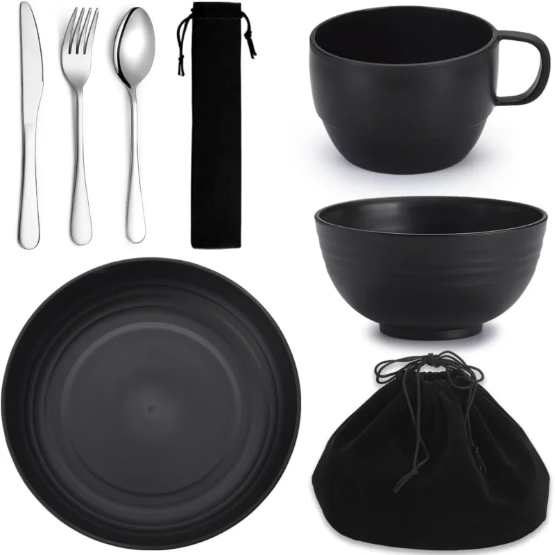 Berglander Camping Mess Kits, Camping Silverware Set Spoons Forks Knives, Camping Essentials Gear, Camping Accessories for Travel, Camping, Picnic, Outdoor, Easy to Carry and Clean