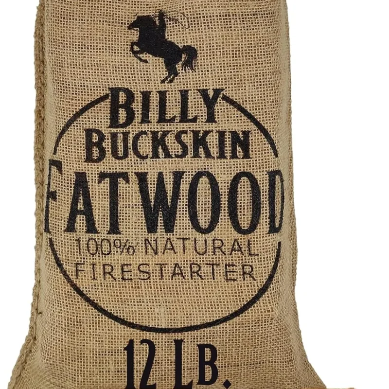 Billy Buckskin Co. 12 lb. Burlap Bag of Fatwood Fire Starter Sticks | Packed in a Stylish Burlap Bag | Start a Fire with just 2 Sticks | Works in Any Weather Conditions | 12 Pound Bag