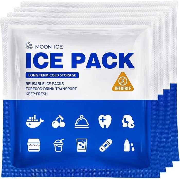 Blue Ice Packs for Coolers, Shipping and Lunch Box | Cold for Up to 48 Hours | Slim Size Long-Lasting Reusable Ice Pack | Gel Freezer Packs for Camping, Beach, Fishing, Shipping Food