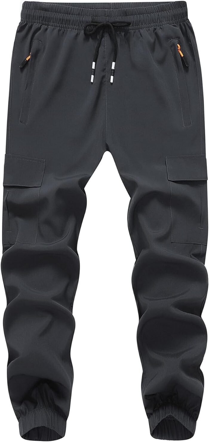 Boy's Cargo Joggers Pants Youth Quick Dry Hiking Lightweight Pants for Sports Outdoor with Zipper Pockets