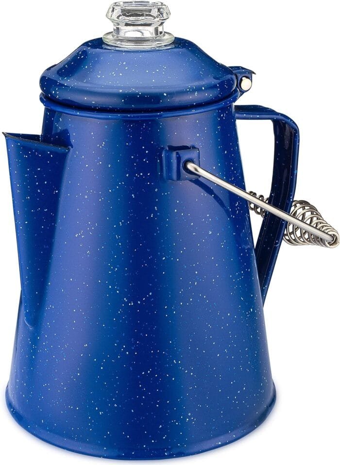 COLETTI Classic Percolator Coffee Pot — The Most Nostalgic Camping Coffee Pot, Now Modernized [Blue Enamel, 12 Cup]