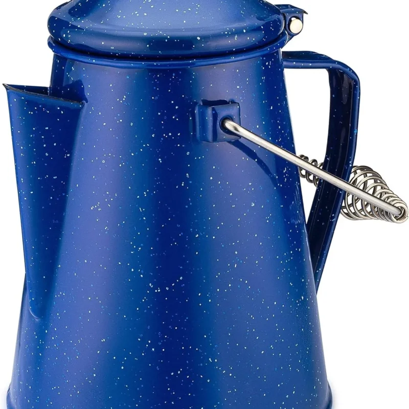 COLETTI Classic Percolator Coffee Pot — The Most Nostalgic Camping Coffee Pot, Now Modernized [Blue Enamel, 12 Cup]