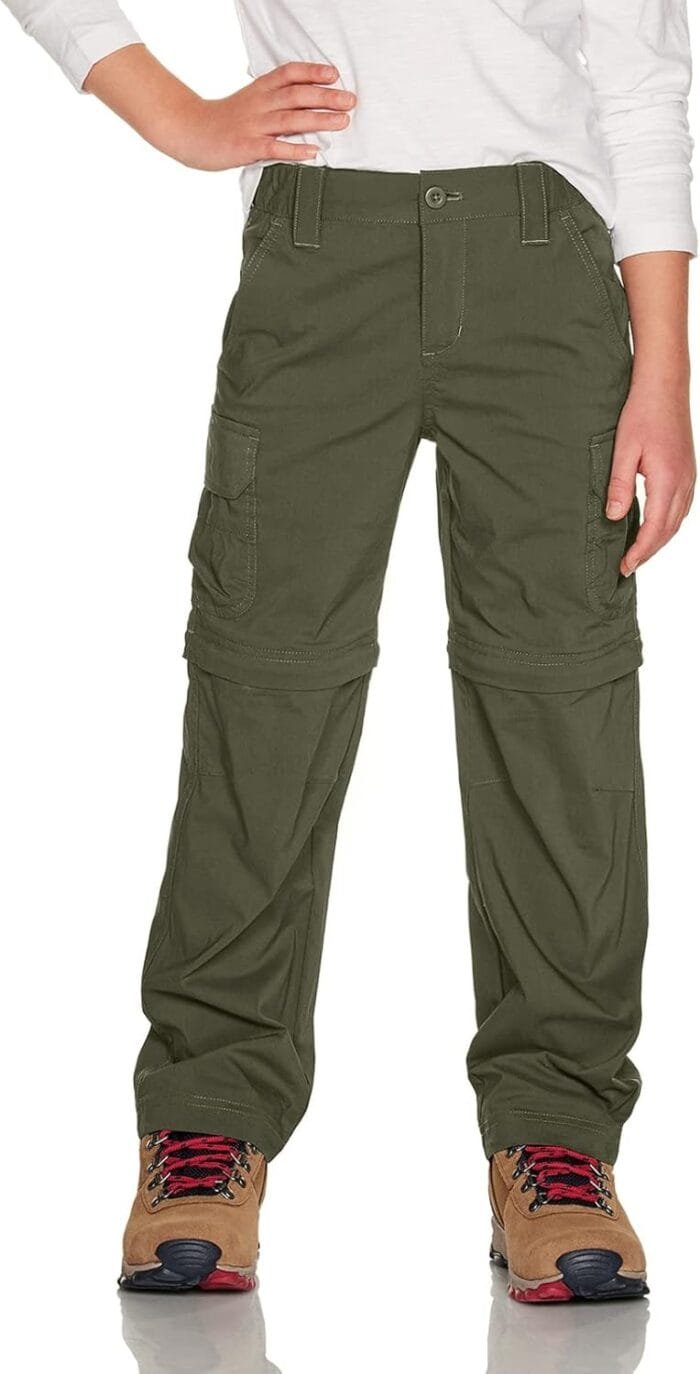 CQR Kids Youth Hiking Cargo Pants, UPF 50+ Quick Dry Convertible Zip Off Pants, Outdoor Camping Pants