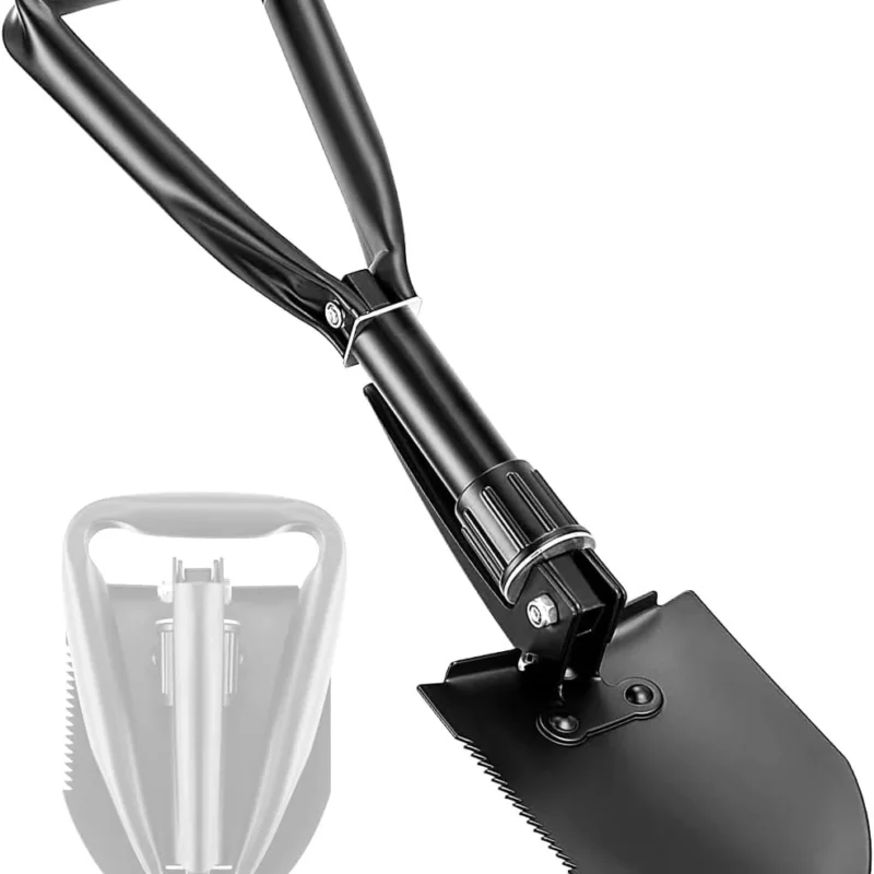 Camping Shovel, 18.5'' Digging Shovel Portable Ergonomic High Carbon Steel Folding Shovel for All Occasions Outdoor Camping Hiking Garden(Black/Silver)